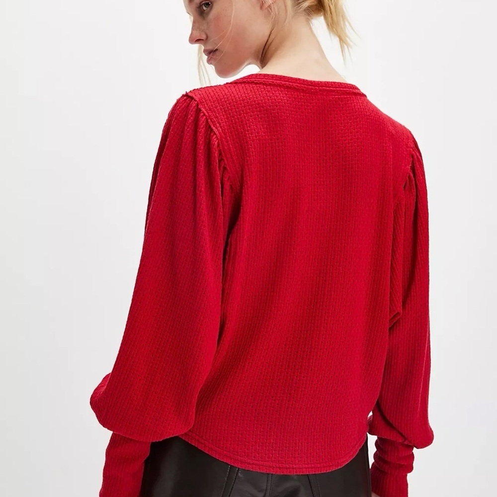 Free People:  We the Free. Quinn Knit Top in Salsa nwt size L beautiful color! - Picture 2 of 7